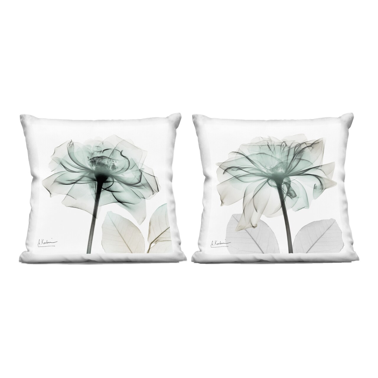 Stupell Industries Serene Emerald Rose 2pc Decorative Printed Pillow Set design by Albert Koetsier, 18 x 7 x 18